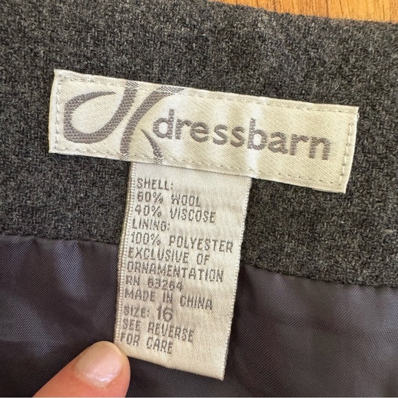 Dress Barn Wool Blend Gray Skirt Straight turquoise Floral Embroidered 16 - Picture 6 of 7
